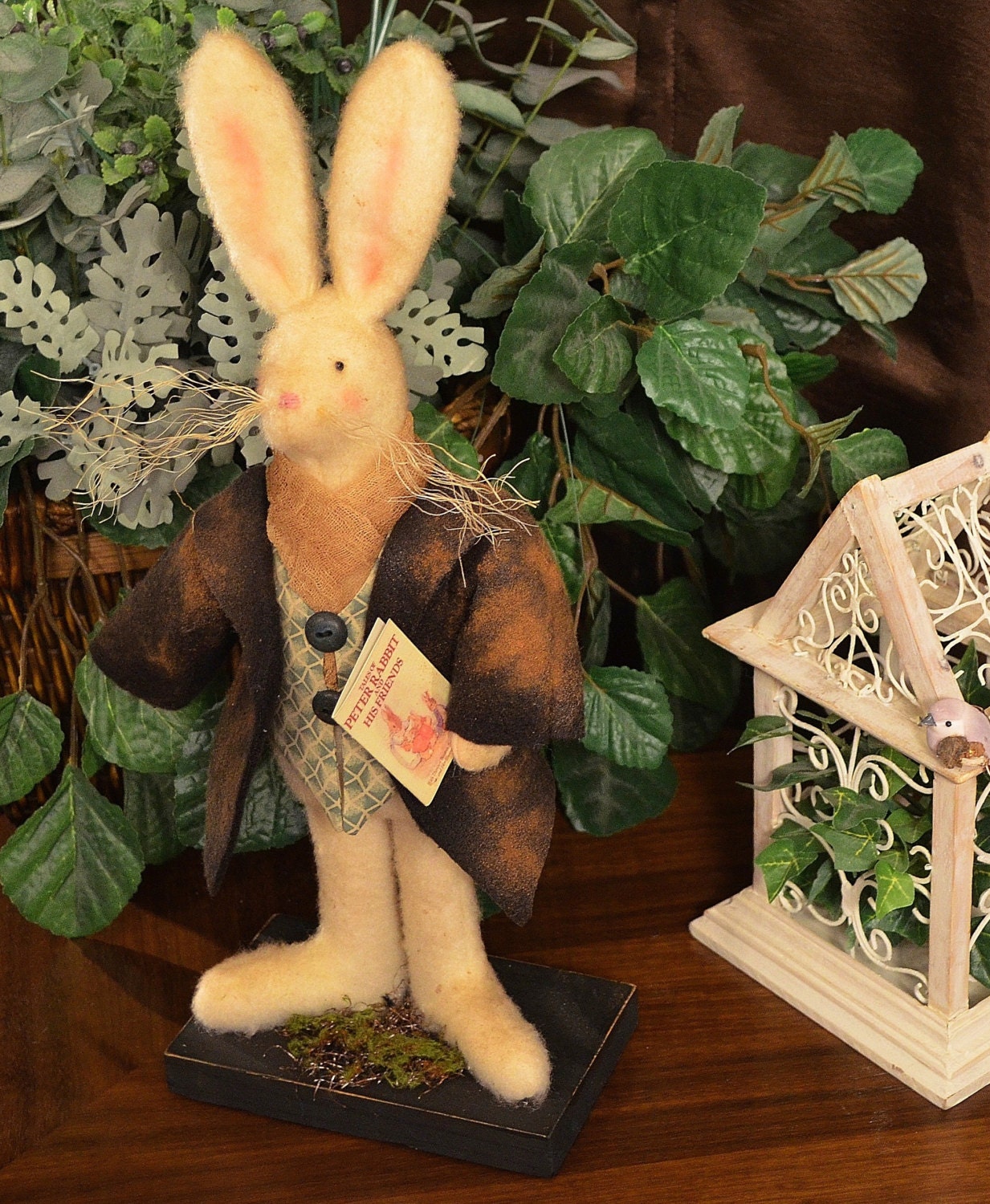 Fabric Bunny, Spring Decor, Plush Bunny Doll, Prim Rabbit, Easter Bunny, Mr. Thumper