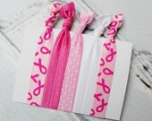Breast Cancer Hair Ties - Pink Hair Ties - Susan G Komen - Elastic Hair Ties