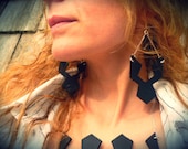 Vonvin - geometric leather earrings. leather drop earrings. sacred geometry jewelry
