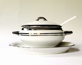Antique Sugar Bowl with Silver Rim by Porcelaine