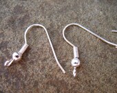 Silver French Hook Earring Wires, 18mm, Ball and Coil, 100 pairs