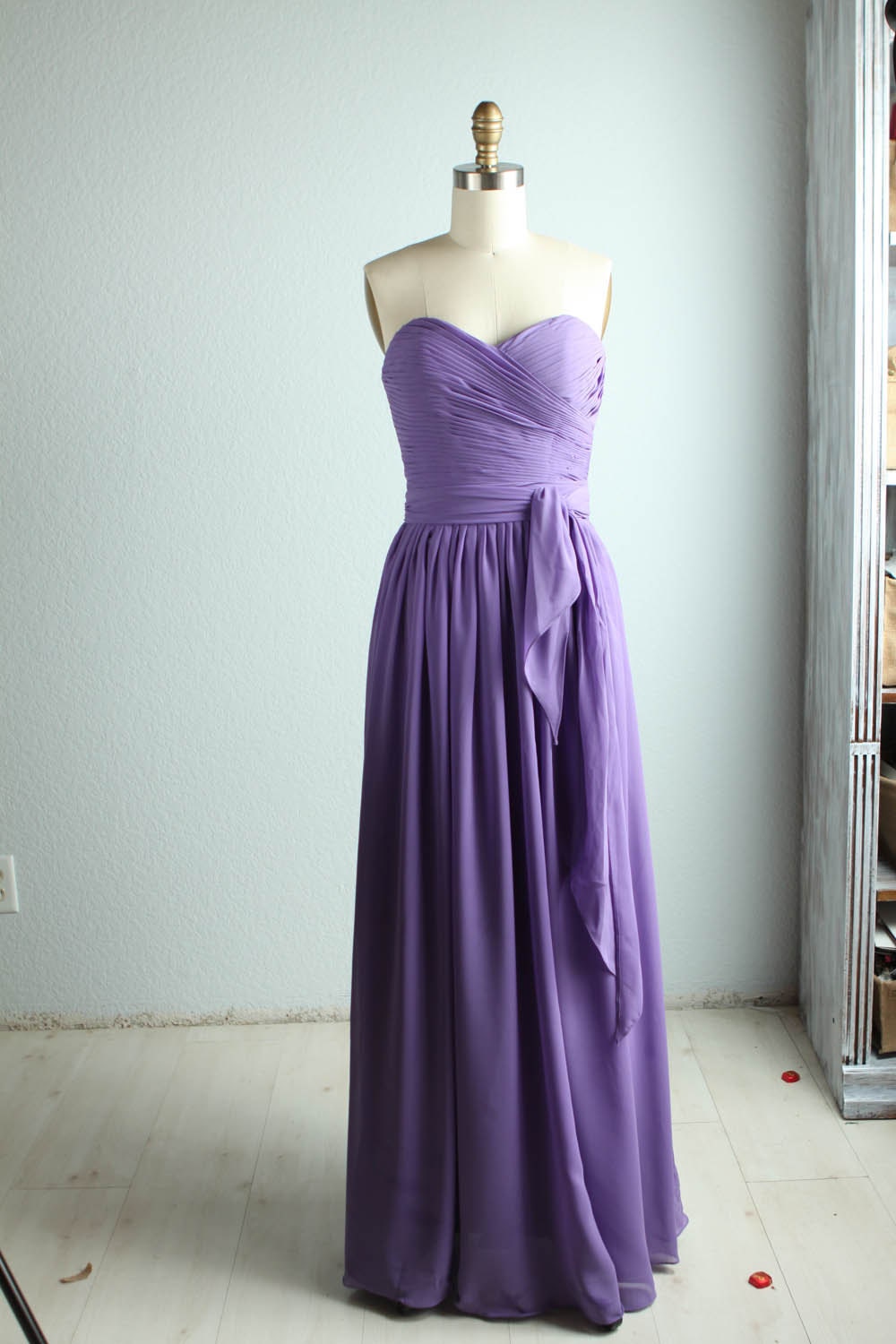 Bridesmaid chiffon Dress purple dress/floor length/purple Prom/ party dress (B030)