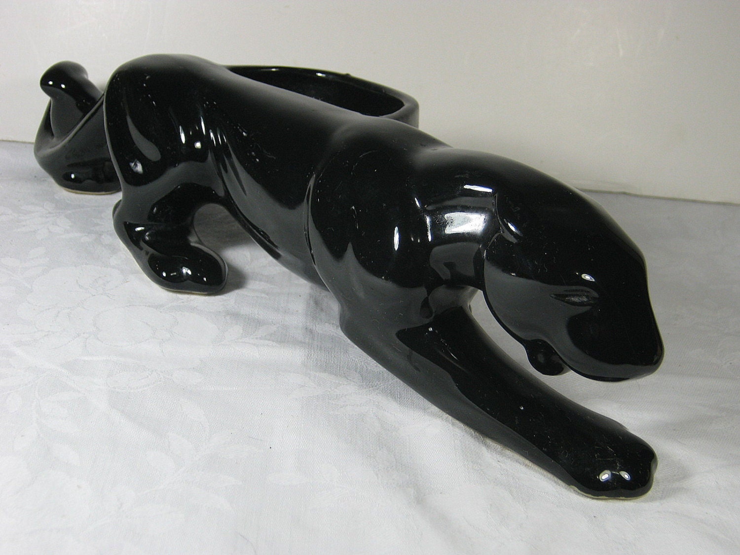 Vintage Black Panther Planter Retro Eames Era Kitsch