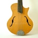 Antique french child's toy guitar, wooden acoustic guitar from France, antique bass guitar, needs repair