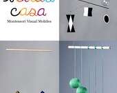 3 Montessori Visual Mobiles - Exclusive Product Offering. Include the Munari, Octahedron and Dancer Mobile (all assembled) - Ready to Hang