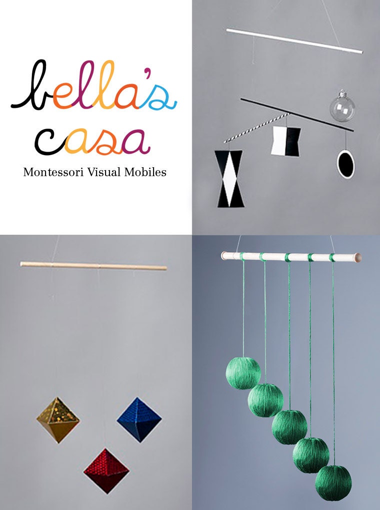 3 Montessori Visual Mobiles - Exclusive Product Offering. Include the Munari, Octahedron, Gobbi Mobile (all assembled) - Ready to Hang