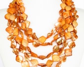 Orange Bridal Jewelry Graduated Statement Necklace and Matching Earrings - Orange Nugget Necklace