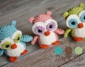 the TINY What a HOOT Girlie Amigurumi Owl in 100% merino wool