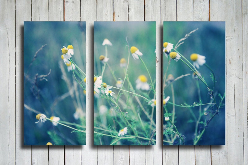 Soft Dreams - Flowers collage - Blue and Green collage - Flowers canvas - Blue and Green canvas - Blue and green decor - Flowers decor - EmeraldTownRaven