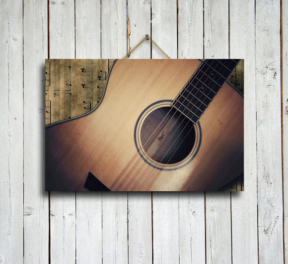 Guitar Song - 16x24" canvas print - Guitar photography - Brown Guitar - Guitar - Guitar art - Brown music decor - Music decor - Guitar decor