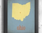 Ohio giclee map art typographic print state poster wall sign choose your color - 11x14 Typography
