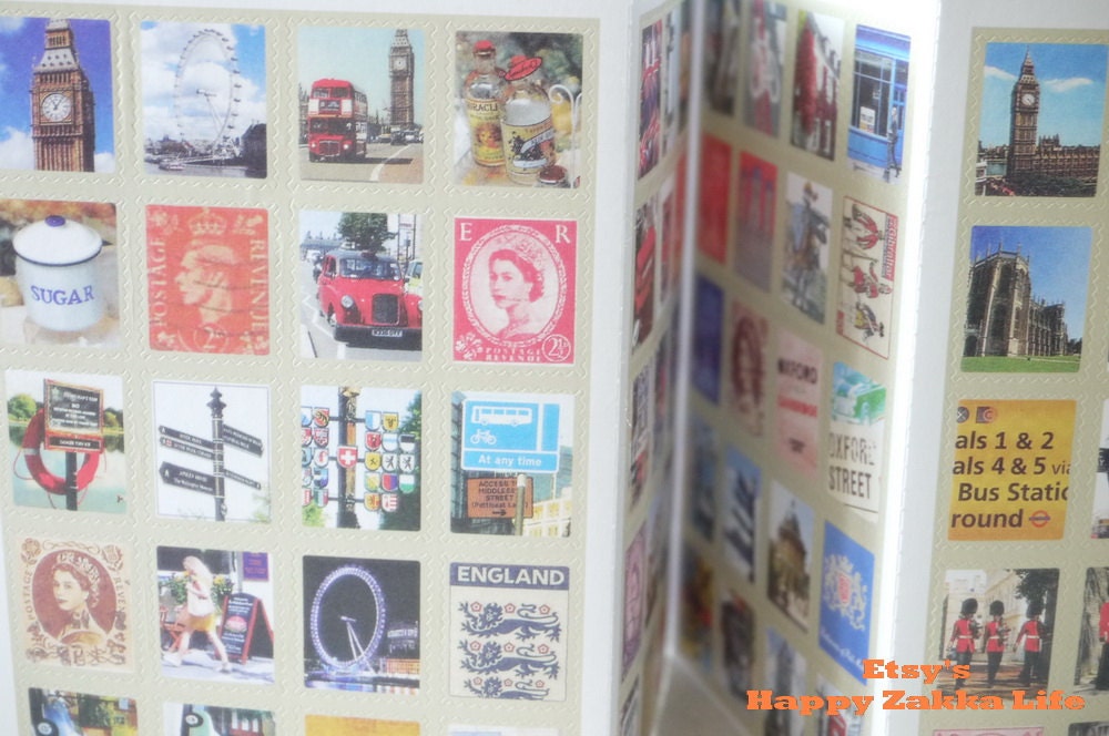 Paper Deco Sticker Set - Britain - Stamp Shape - 4 Sheets in different designs