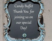 CHALKBOARD-Robin Egg Blue frame with Gold High Lights   Baroque Magnetic Chalk Board- Wedding Sign, Wedding Table Numbers- great gift Idea