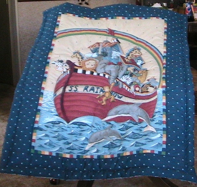 Handmade Baby Quilt Noah's Ark Unique Baby Shower Gift