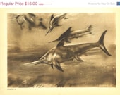 1960s Vintage Print of an Eurhinosaurus Early Jurassic,  Zdenek Burian