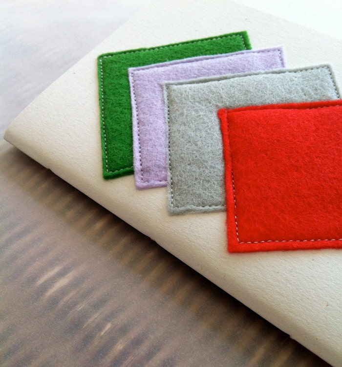 A6 Notebook hand bound with stitched felt motif / Diamond Notebook 07