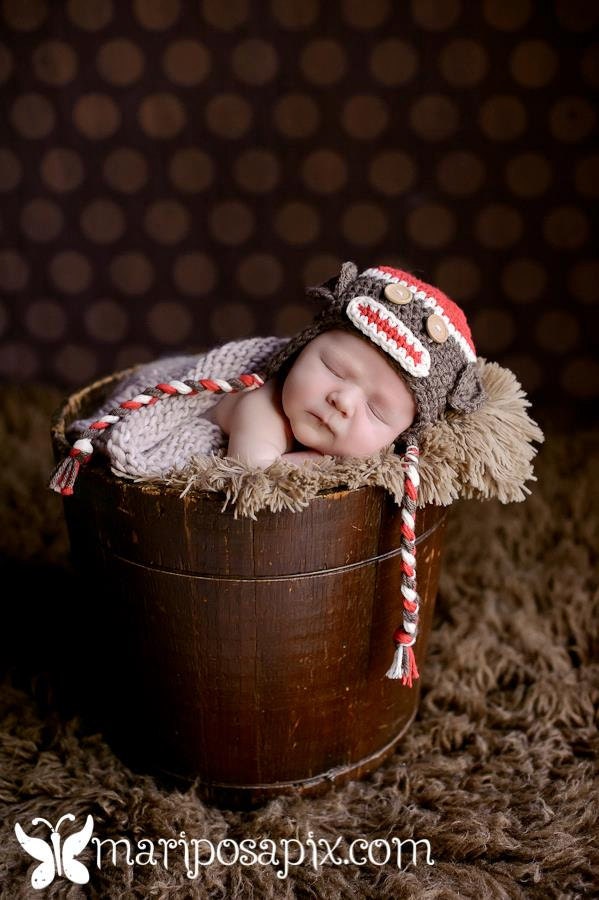 Newborn Sock Monkey Hat