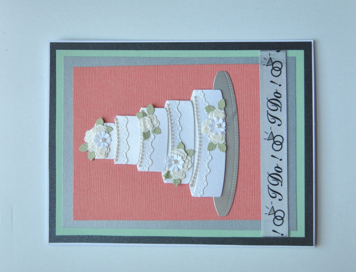 Wedding Cake Handmade Card. I Do Handcrafted Greeting Card.