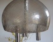 Very spacious and enormous hanging lamp from the 70's, made in Germany, plastic shade, metal base