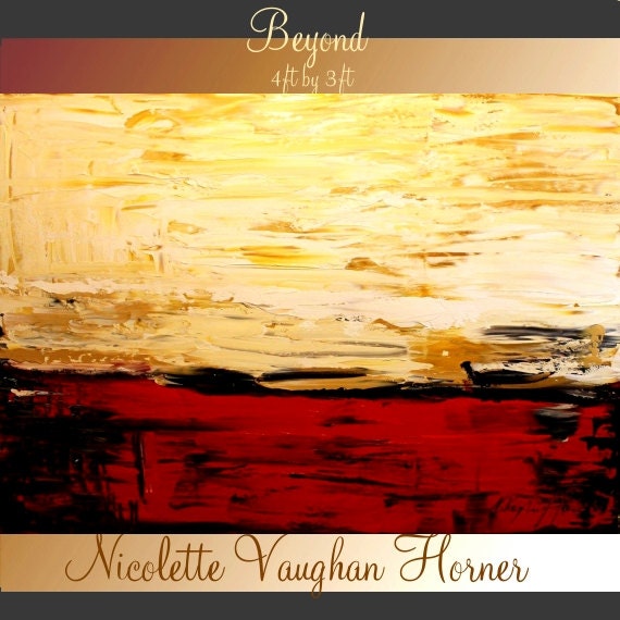 HUGE  Abstract Original  Oil Mixed Media  MulticolorPainting  on  gallery canvas by Nicolette Vaughan Horner  48"