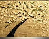 Original  abstract Oil  contemporary  gallery canvas  palette knife floral impasto White Cherry painting by Nicolette Vaughan Horner 24x20