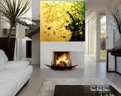 HUGE Landscape Original Art Deep Gallery wrap canvas Impasto Golden Blossom Tree,thick texture painting by Nicolette Vaughan Horner 48"x48"