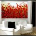 Original Oil   gallery canvas abstract  Landscape Modern 36" palette knife  RED POPPIES  oil painting by Nicolette Vaughan Horner