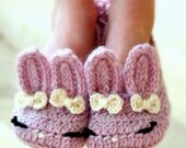 Children's Crochet Pattern -The Classic Year-Round Bunny Slipper - Big Kid's shoe Sizes 10-2 - Pattern 215 Instant Download