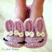 Children's Crochet Pattern The Classic Year-Round Bunny Slipper- Big Kid's shoe Sizes 10 - 2 - Pattern number 215 Instant Download