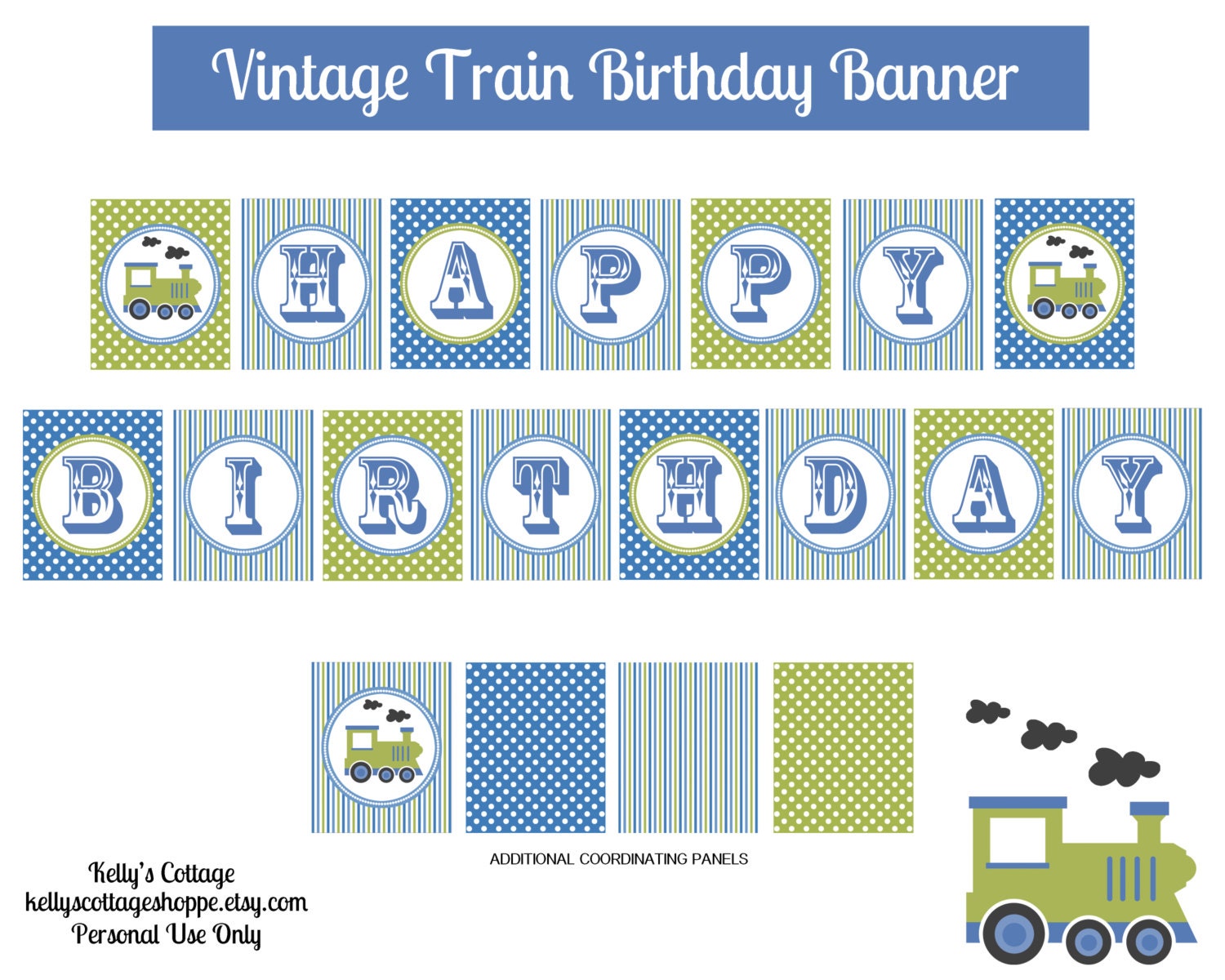 Instant Download, Printable Vintage Train Birthday Banner Il_170x135