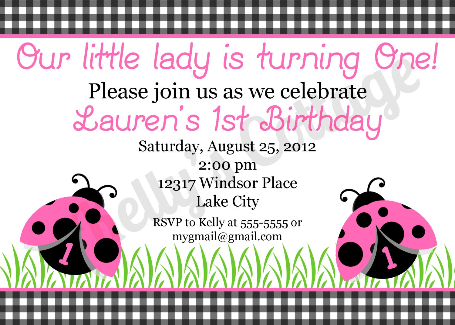 Ladybug Invitation... Custom, Digital, Printable