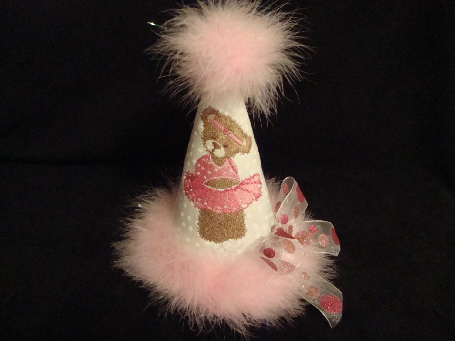 1St Girls  Birthday Ballerina Bear  Tutu Ballerina Party Hat Photo Birthday Hat