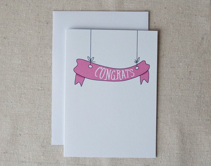 CONGRATS Card - Hanging Ribbon