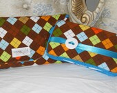 Kaufman 21 Wale Cool Cords Argyle Brown - Baby Diaper Changing Set set: wipe case, changing pad clutch