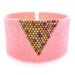 Coral Pink Cuff, Beaded Bracelet Cuff, Gold Triangle Cuff, Gold Arrow Bracelet, Geometric Cuff, Handmade OOAK by JeannieRichard