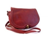 Vintage, Burgundy Leather Satchel, Messenger Bag, Cross Body Bag, Handbag.