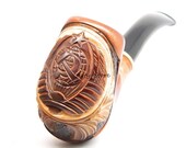 Tobacco Smoking pipe "Born in USSR" Carved Soviet Union  Emblem, Great Collectible plus Gift POUCH