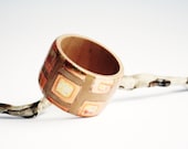 Wooden Bangle Bracelet Hand Painted Copper Metal Leaf Geometric - MishMashStore