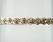 Wedding Garter Ivory Beaded Rhinestone Pearl Vintage Bridal Garter "Sophia"