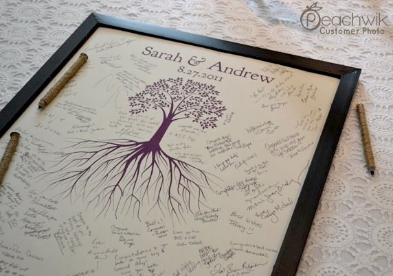 Unique Wedding Guest Book - The Rootwik - A Peachwik Interactive Art Print - 50-100 guests