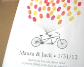 Guest Book Alternative - The Thumbprint Bikewik - A Peachwik Personalized Art Print - 50 guest sign in - Fingerprint Balloons & Bike