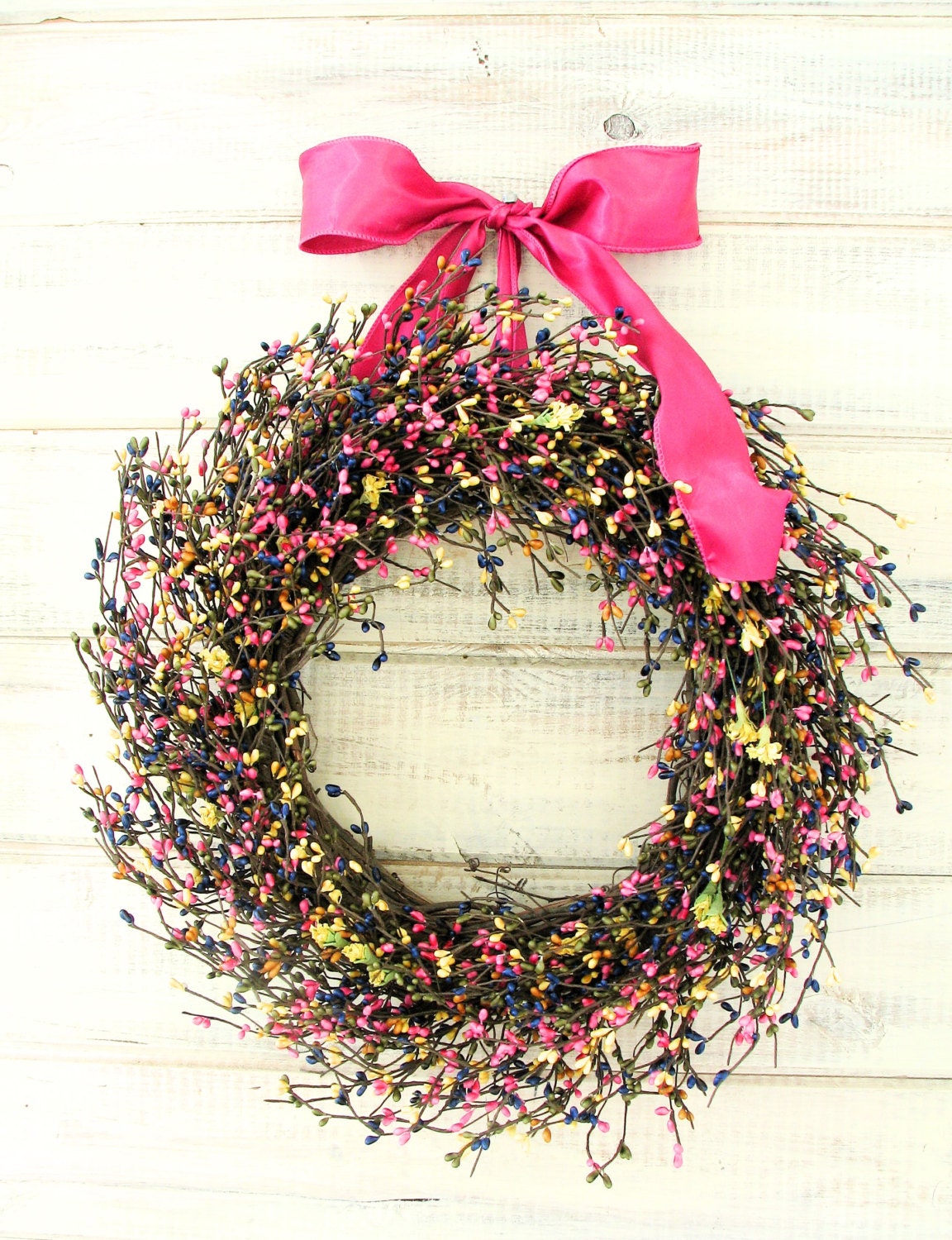 BRIGHT BUBBLE GUM Wreath-Spring Door Wreath-Childrens Room Decor-Scented Mango Melon-Customize-Choose Scent and Ribbon