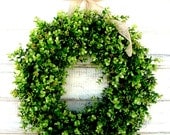 LARGE SPRING BOXWOOD Wreath-Artificial Boxwood Wreath-Spring Door Wreath-Year Round Wreath-Outdoor Wreath-Scented Vanilla Cinnamon