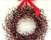 PATRIOTIC RED & WHITE Door Wreath-July Fourth Wreath-Holiday Door Wreath-Summer Wreath-Scented Apple Cinnamon-Choose Scent and Ribbon