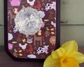 Upcycled glass doorknob wall hanging for a child's room or nursery - farm animals