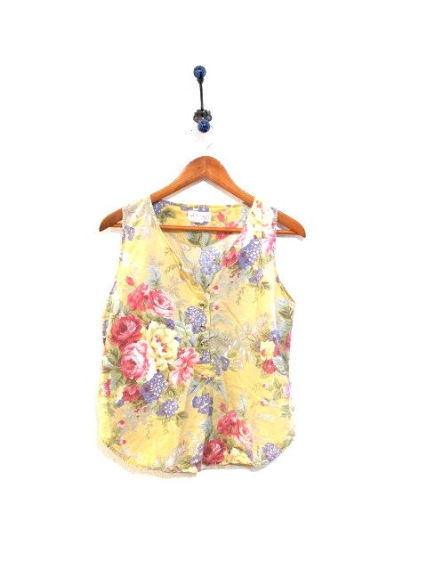 Vintage Light Yellow Floral Tank