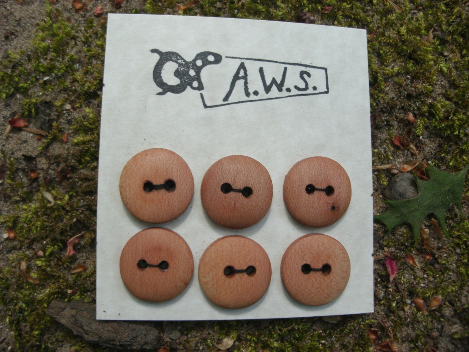 Six Wood Buttons 3/4 Inch Made From Reclaimed Dogwood