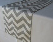 Gray and White Chevron table runner 10.5" x 72"