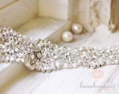 Crystal Bridal Sash Rhinestone Bridal Beaded Crystal Rhinestone Sash Wedding Sash 17"