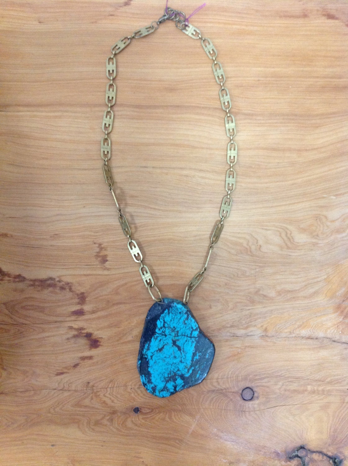 Giant turquoise slab necklace